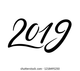 New Year 2019 lettering. Vector lettering for banners party invitation or card. Calligraphic hand drawn font. Font composition