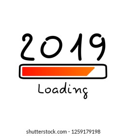 New year 2019 loading. Flat vector illustration isolated on white background.