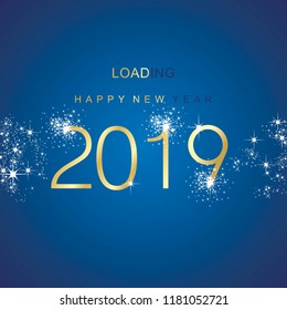 New Year 2019 loading spark firework gold blue vector