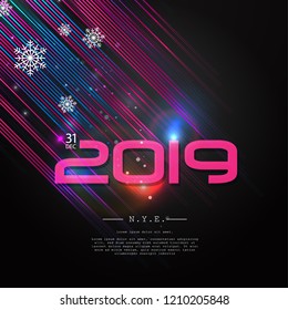 New Year 2019 Modern Layout, Design Cover. Modern and Abstract Background. Stock Vector Illustration. Minimalist Creative Design Concept.