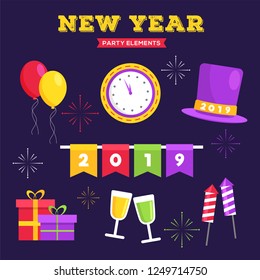 New Year 2019 Party Elements.