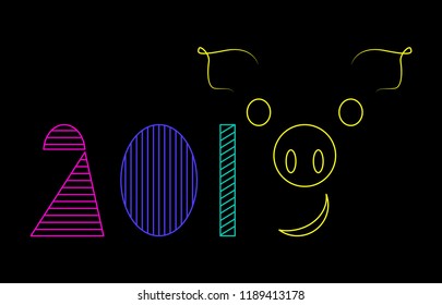 New Year 2019 WITH A Pig-nose AND TAIL OF PIGS