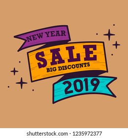 New year 2019 sale emblem vector
