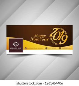 New Year 2019 stylish social media banner design