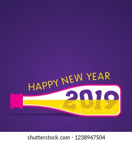 new year 2019 text in the bottle design, using different concept