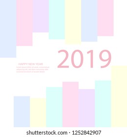 new year 2019 vector design happy pastel colour concept for card or poster or background or wallpaper texture. 