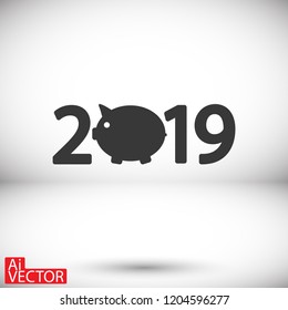 new year 2019 vector icon