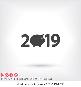 new year 2019 vector icon