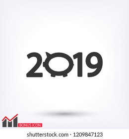 new year 2019 vector icon