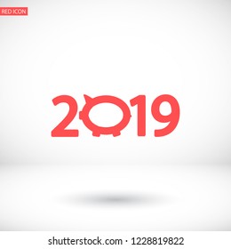 new year 2019 vector icon