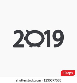 new year 2019 vector icon