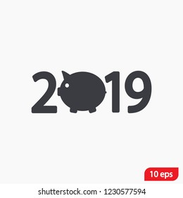 new year 2019 vector icon