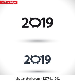 new year 2019 vector icon