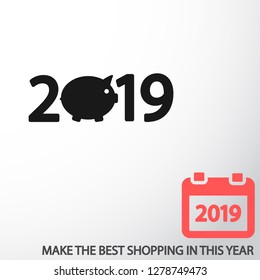 new year 2019 vector icon