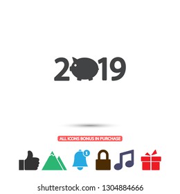 new year 2019 vector icon