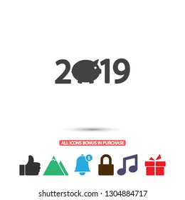 new year 2019 vector icon