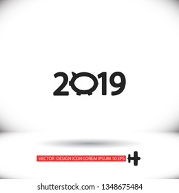 new year 2019 vector icon