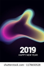 New Year 2019 Vector illustration using abstract gradient liquid shape as element background