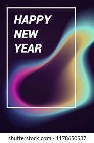 New Year 2019 Vector illustration using abstract gradient liquid shape as element background