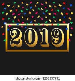 New Year 2019. Vector illustration.