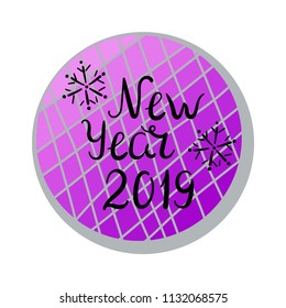 "New year 2019",snowflakes  on the background of lilac circle.