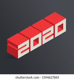 New Year 2020. 3d fonts. Vector illustration