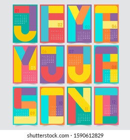 New Year 2020 Business Set Wall Calendar template design, 12 months included