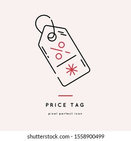 New Year 2020 and christmas outline icon 10EPS. Price tag. Winter holydays vector symbols. Christmas party symbols. 