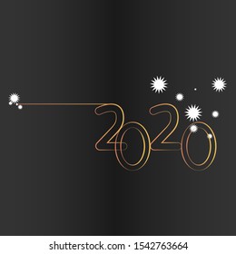 New year 2020 Christmas snowflakes on black background