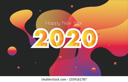 New year 2020 clean design with colorful background