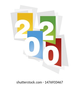 New Year 2020 color abstract sheet white background