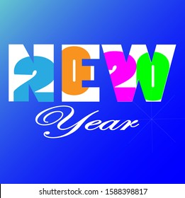 New Year 2020 Colorful with intersection Font
