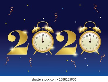 New Year 2020 Concept Background for Greetings Cards or Invitations. Vector Illustration