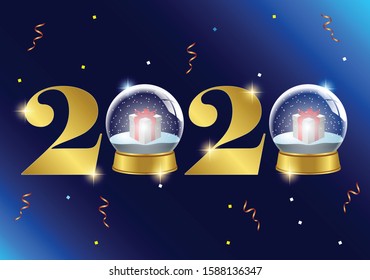 New Year 2020 Concept Background for Greetings Cards or Invitations. Vector Illustration