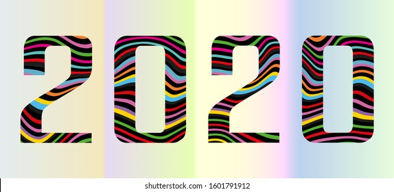 New Year 2020 concept. Decorative background with colorful design.
