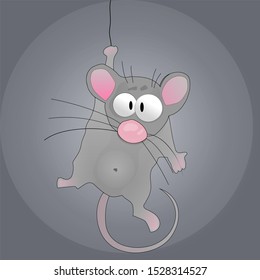 New year 2020 concept. Mouse pulling the banner. vector . year of rat