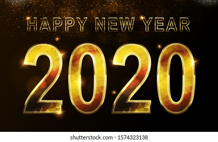 New Year 2020 Creative Backgrounds, Golden Text Design