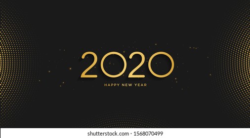 New Year 2020 design gold shining vector, 2020 typography, 2020 number with golden texture