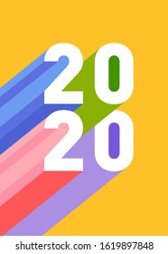 New year 2020 design template in retro style. Design for calendar, greeting cards or print.