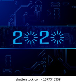The new year 2020 electronic technology background wallpaper design