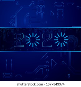 The new year 2020 electronic technology background wallpaper design