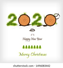 New Year 2020. Figures made of wood. Ecology and woodworking.
