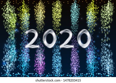 New Year 2020 fireworks background. illustration vector.