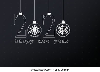 New Year, 2020, font design with black background VECTOR DESIGN