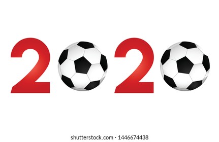 New Year 2020 with football icons - Vector Illustration