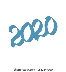 New Year 2020 freehand logo. Celebration greeting decor element. 