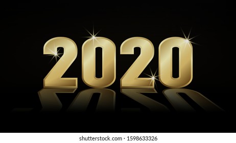 New year 2020 with gold miracle background,Vector illustration