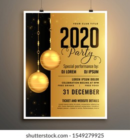 new year 2020 golden party flyer template design