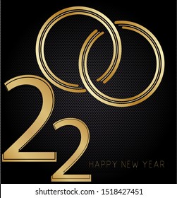 New Year 2020 greeting card. 2020 golden New Year sign on dark background. Creative element for design luxury cards invitations party for the New Year and Christmas