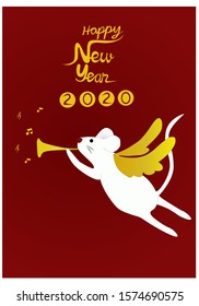 New Year 2020 greeting card, Year of the rat, Zodiac sign for greetings card, invitation, posters, brochure, banners, background, calendar.